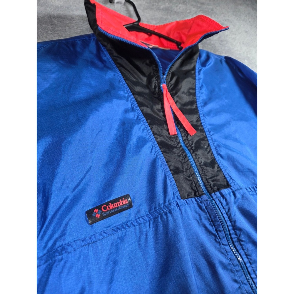 Columbia Windbreaker Jacket Mens S Blue‎ Pink Vintage Colorblock Radial Sleeve